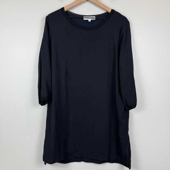 Ines de La Fressange Uniqlo Dress Women's Large Navy Blue Polka Dot Minimalist - Picture 1 of 9